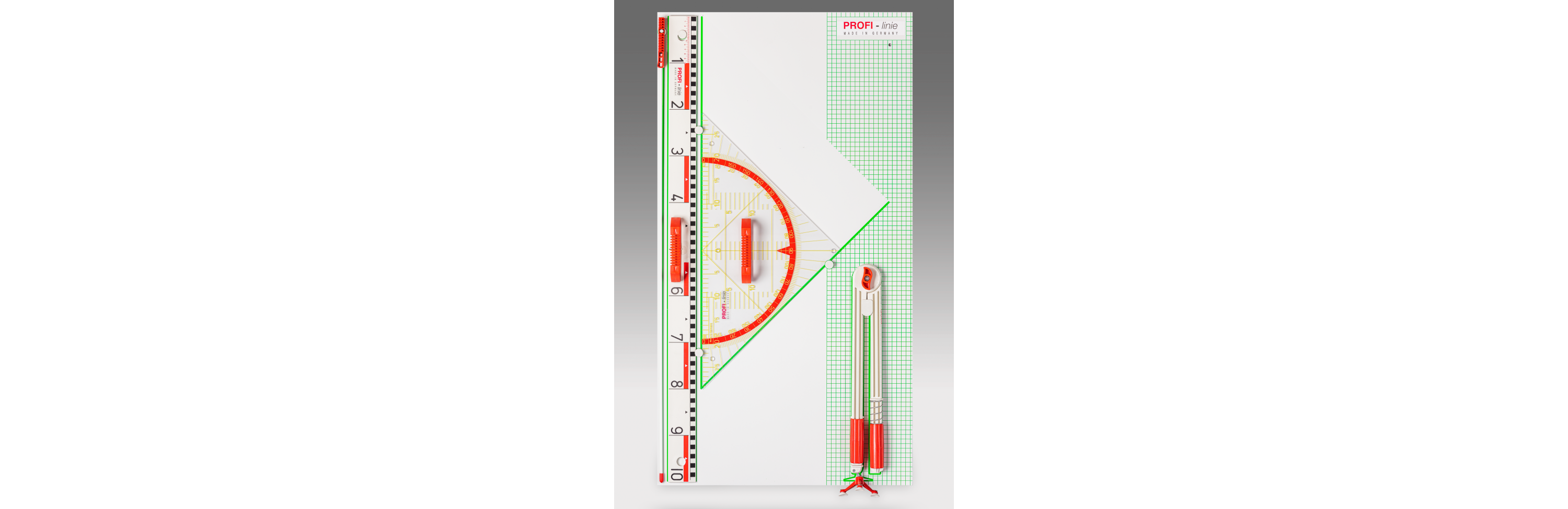 Blackboard drawing set PROFI-linie l (with 60 cm Geo square) RE-Plastic®