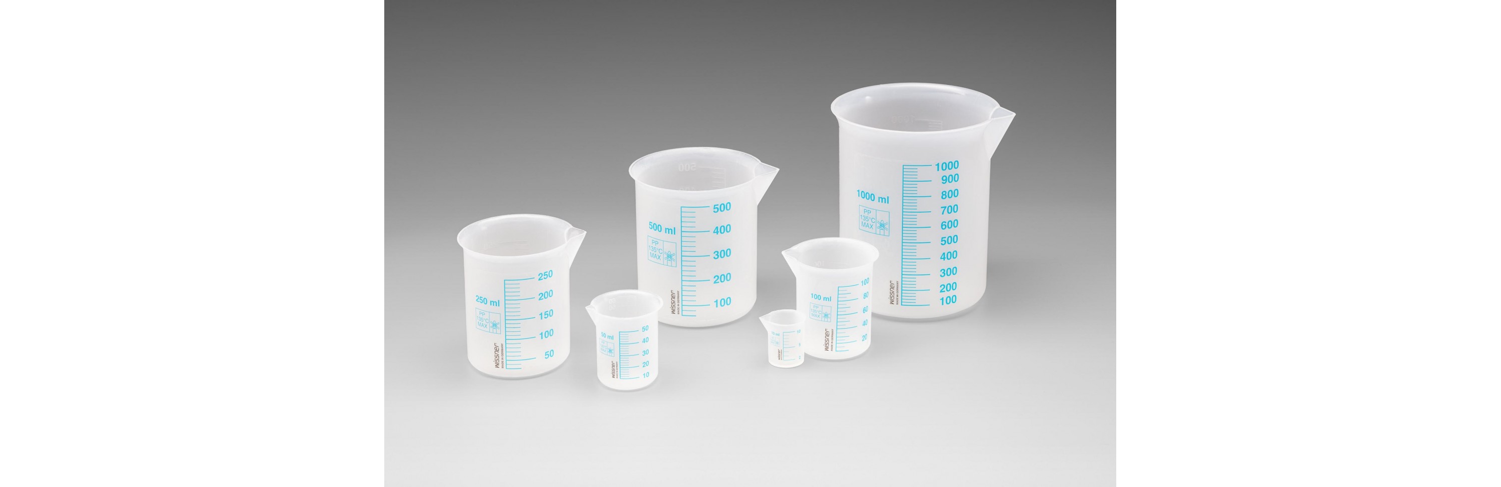 Wissner® active learning - Beaker Set with blue scale (6 pcs) RE-Plastic®