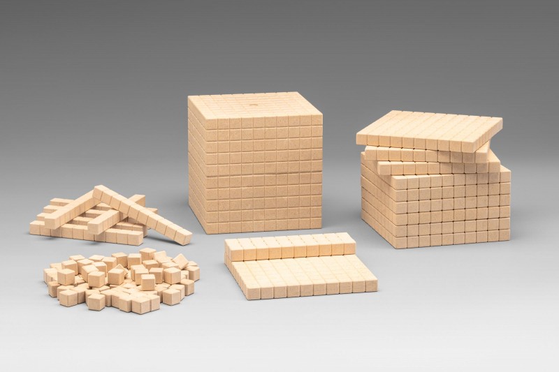 Wissner® active learning - Dienes Base Ten Set in natural colours (121 pcs) RE-Wood®