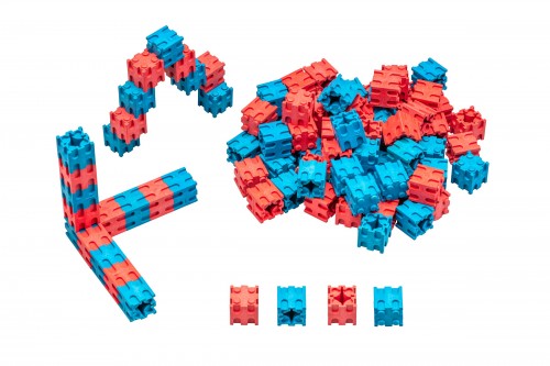 Interlocking cubes red/blue (100 pcs) RE-Wood®