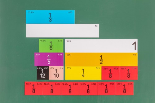 Wissner® active learning - Fraction Set linear in 9 colours for chalkboard magnetic (51 pcs) MAG-Pap°