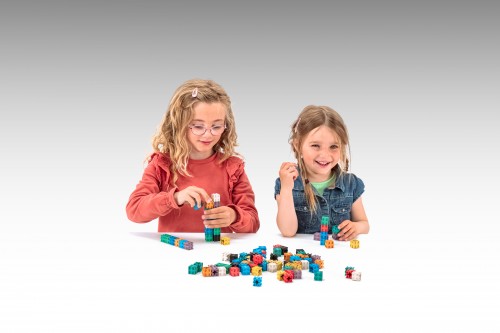 Interlocking cubes in 10 colours (100 pcs) RE-Wood®