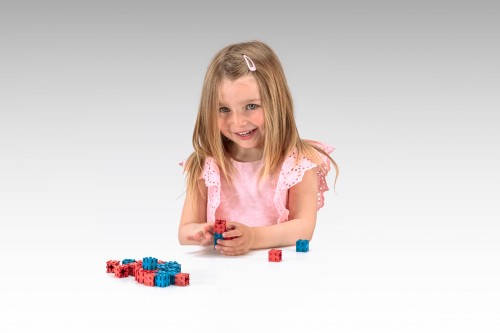 Wissner® active learning - Interlocking cubes red/blue (100 pcs) RE-Wood®