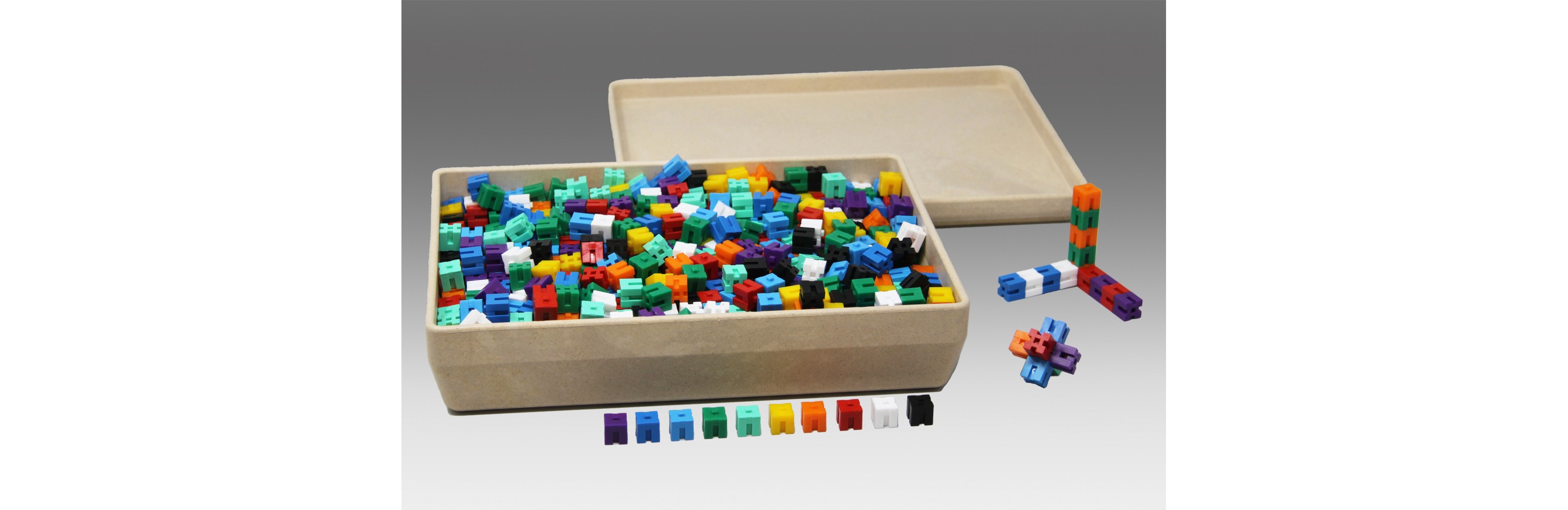 Wissner® active learning - Interlocking Weight Cubes in 10 colours (1000 pcs) RE-Plastic® RE-Wood®