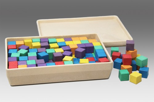 Cubes in 6 colours 2 x 2 x 2 cm (150 pcs) RE-Wood®