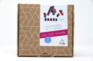 Interlocking cubes red/blue (30 pcs) RE-Wood®